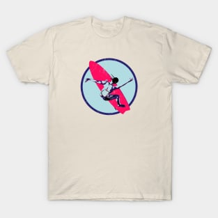 Surfer Girl Pink Surfboard Distressed T-Shirt